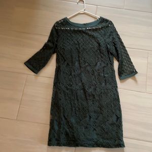 Quarter sleeve Green lace dress